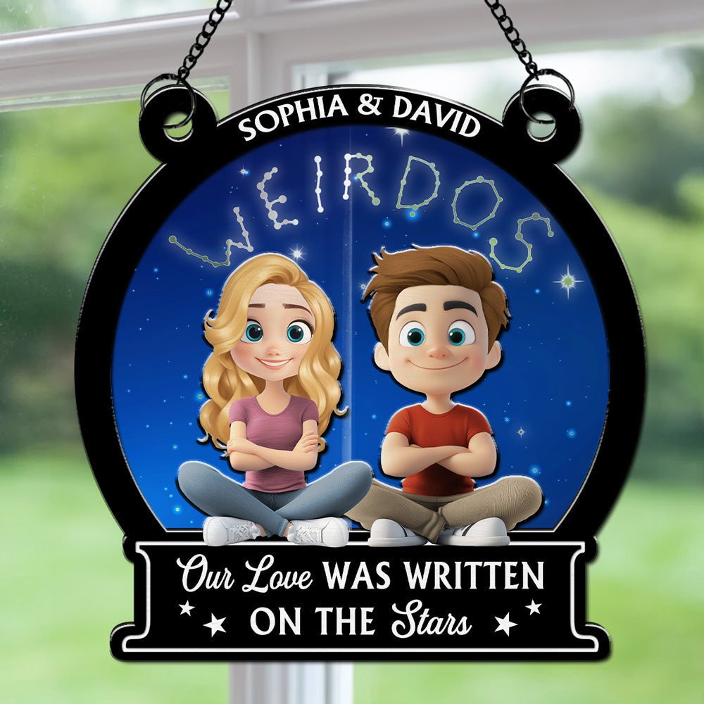 Our Love Is Written On Star - Personalized Custom Suncatcher