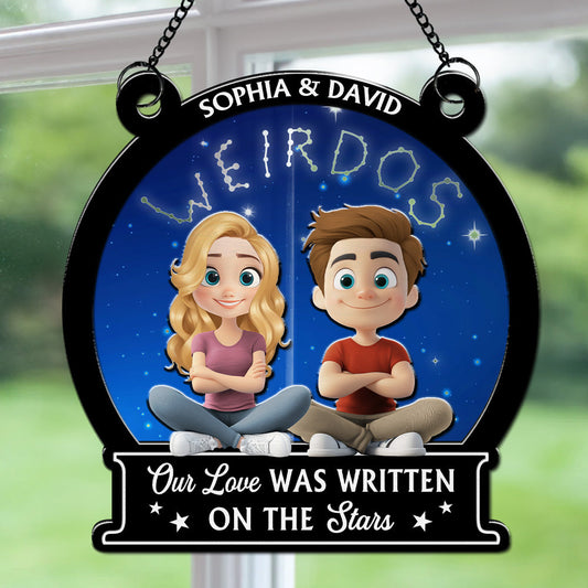 Our Love Is Written On Star - Personalized Custom Suncatcher