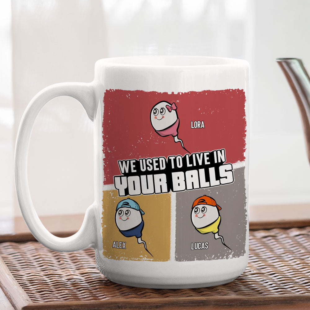 We Used To Live In Your Balls - Personalized Custom Coffee Mug