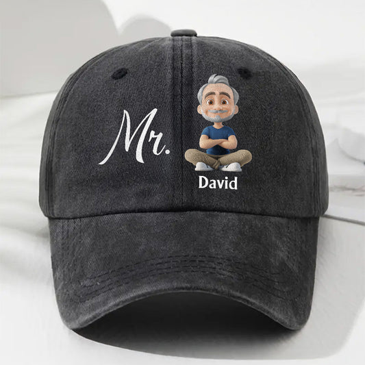 Mr And Mrs - Personalized Custom Vintage Washed Denim Cap