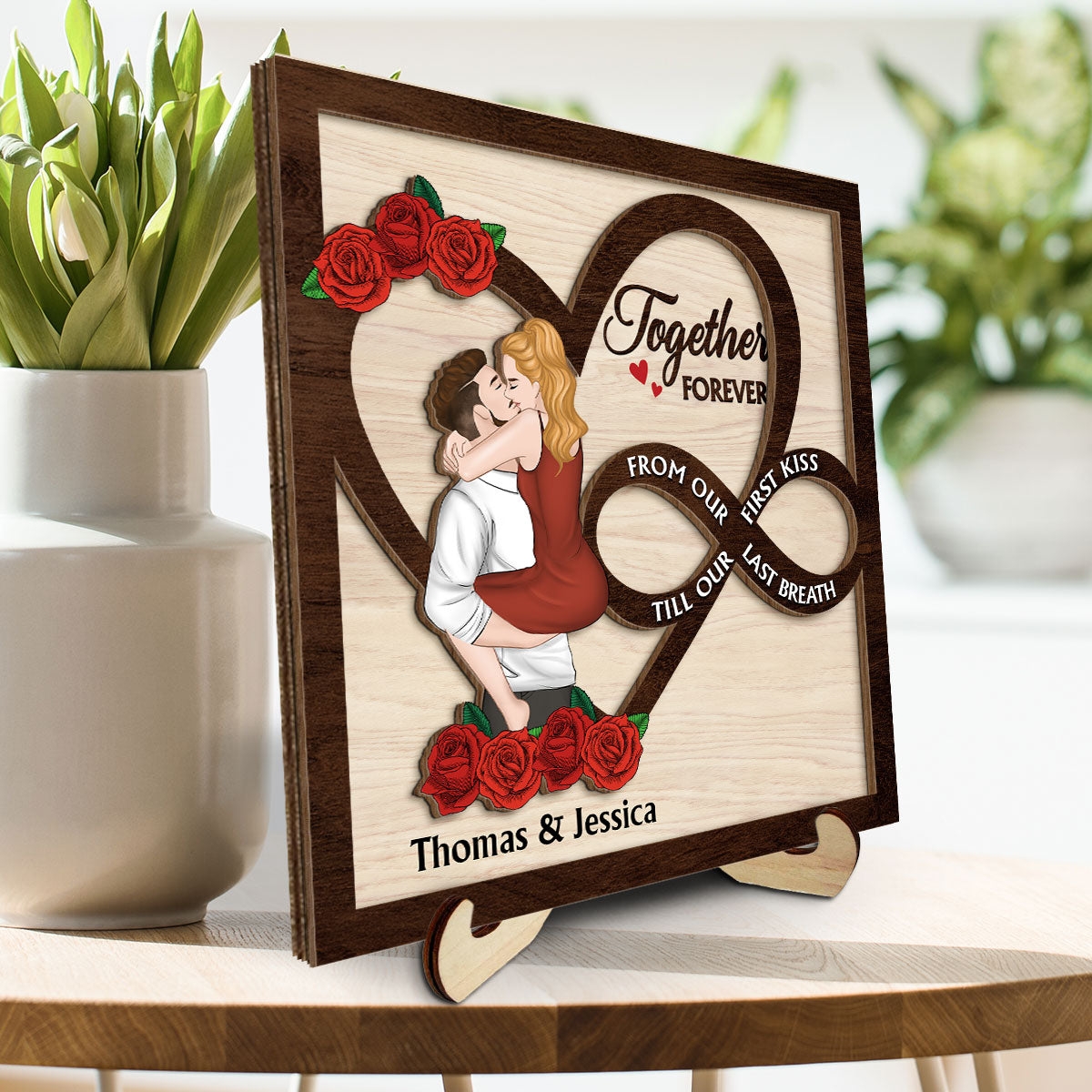 From Our First Kiss Till Our Last Breath - Personalized Custom Wooden Plaque