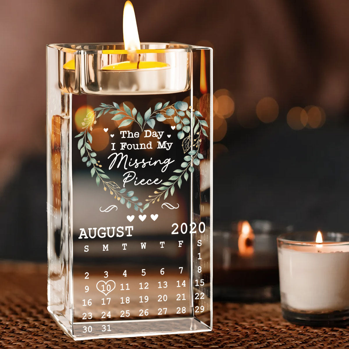 Calendar Where Our Story Began - Personalized Custom Crystal Candle Holder