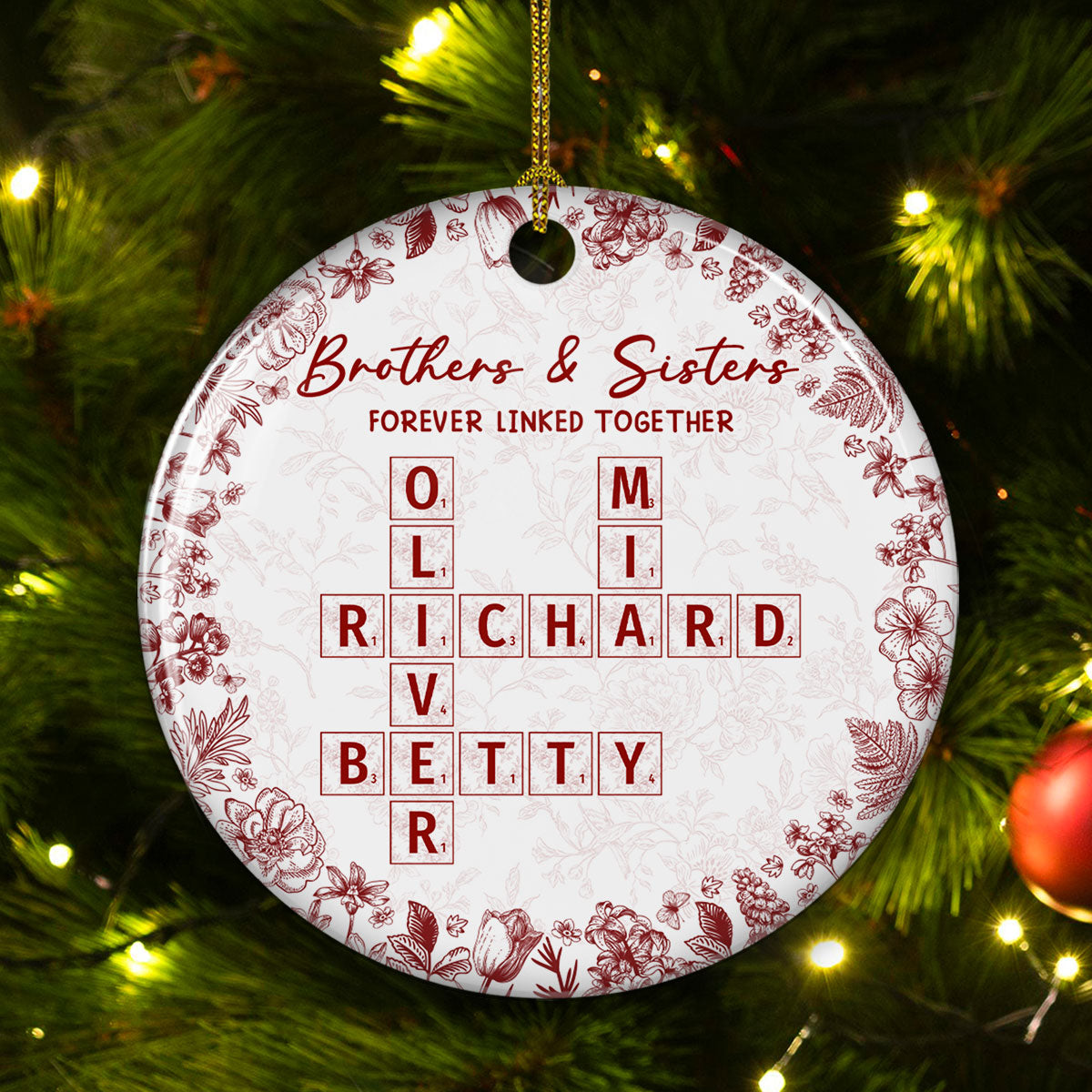 Family Ties Never Fade - Personalized Custom Ceramic Ornament