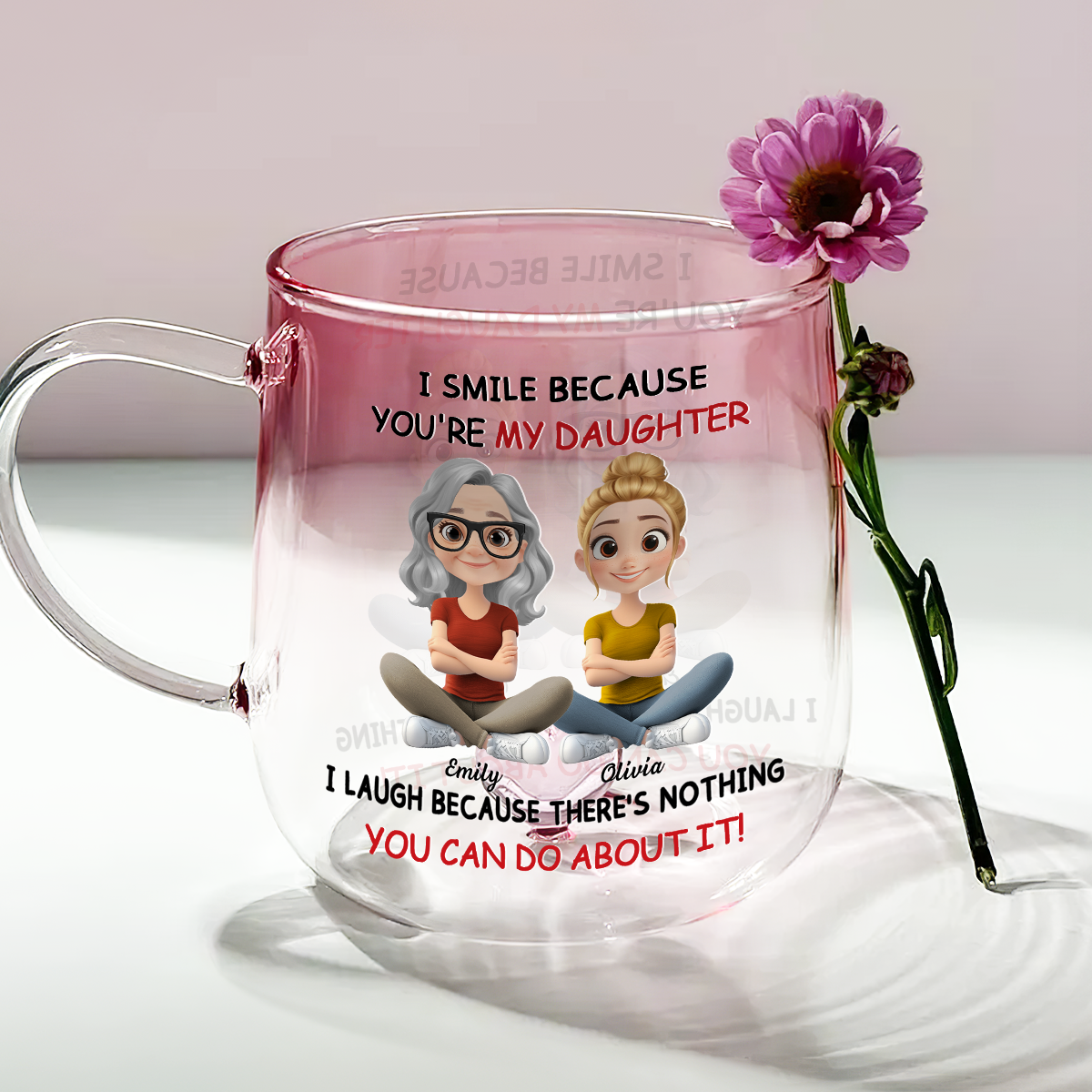 My Daughter - Personalized Custom Pink Gradient Glass Mug