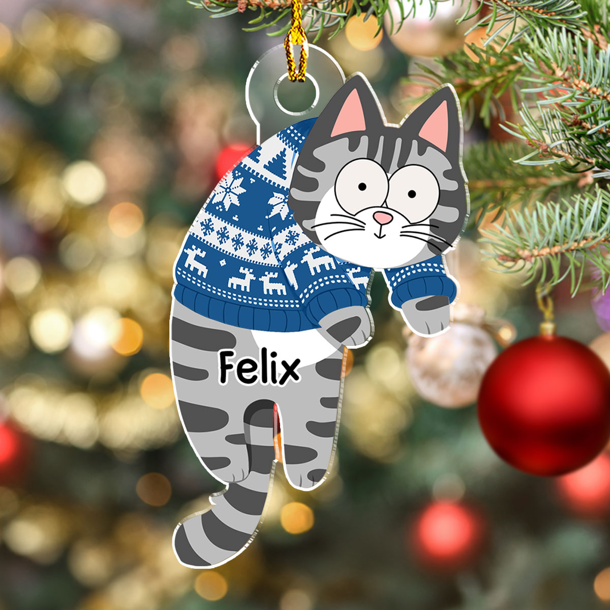 Hanging Cats - Personalized Custom Acrylic Ornament