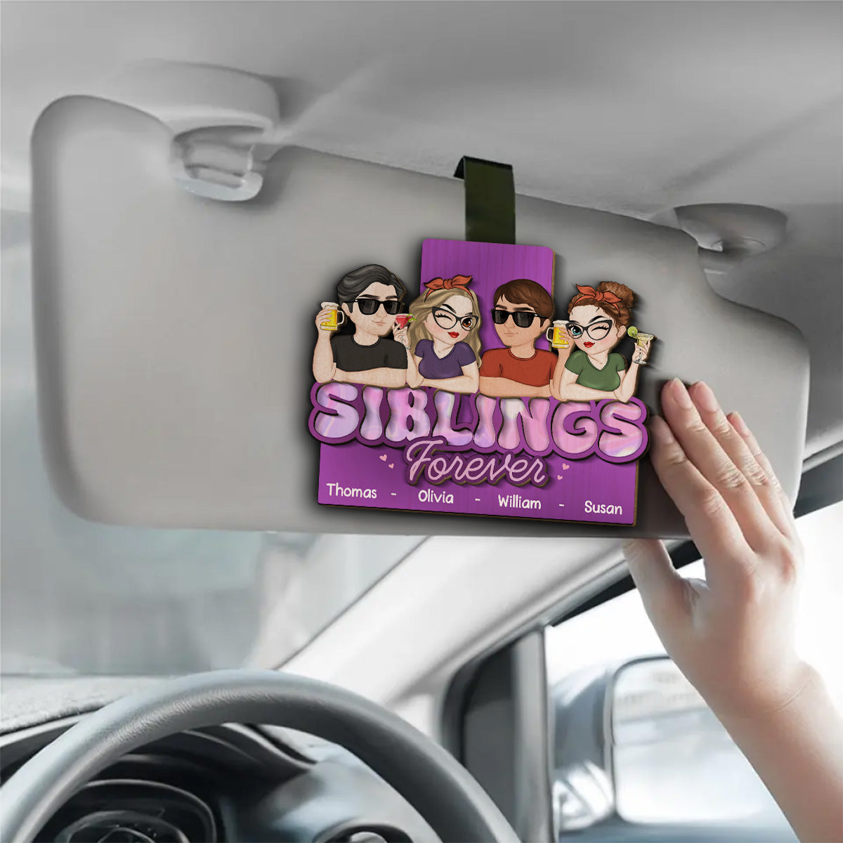 Brother And Sister Forever - Personalized Custom Car Visor Clip