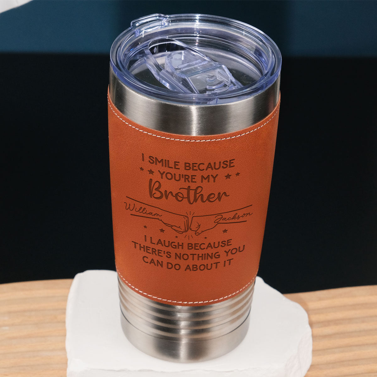 For My Brother -  Personalized Custom Engraved Leather Tumbler