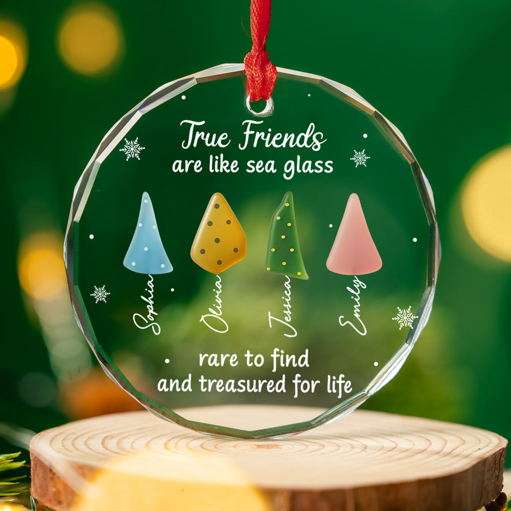 True Friend Are Like Sea Glass - Personalized Custom Glass Ornament