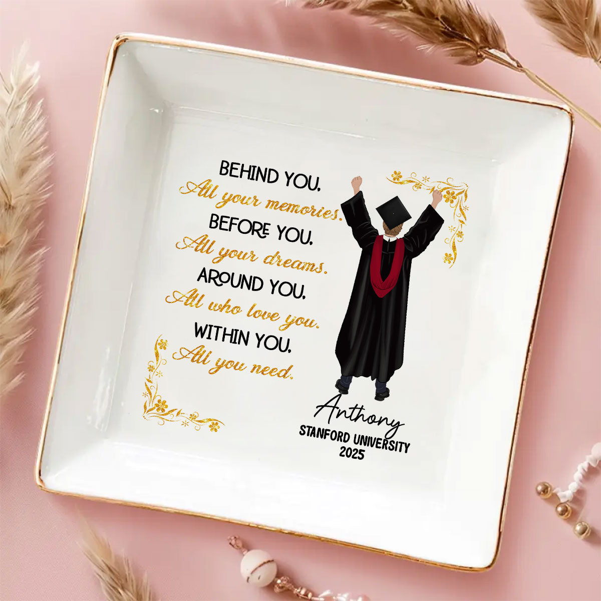 She Dreamed Big And Won - Personalized Custom Jewelry Dish