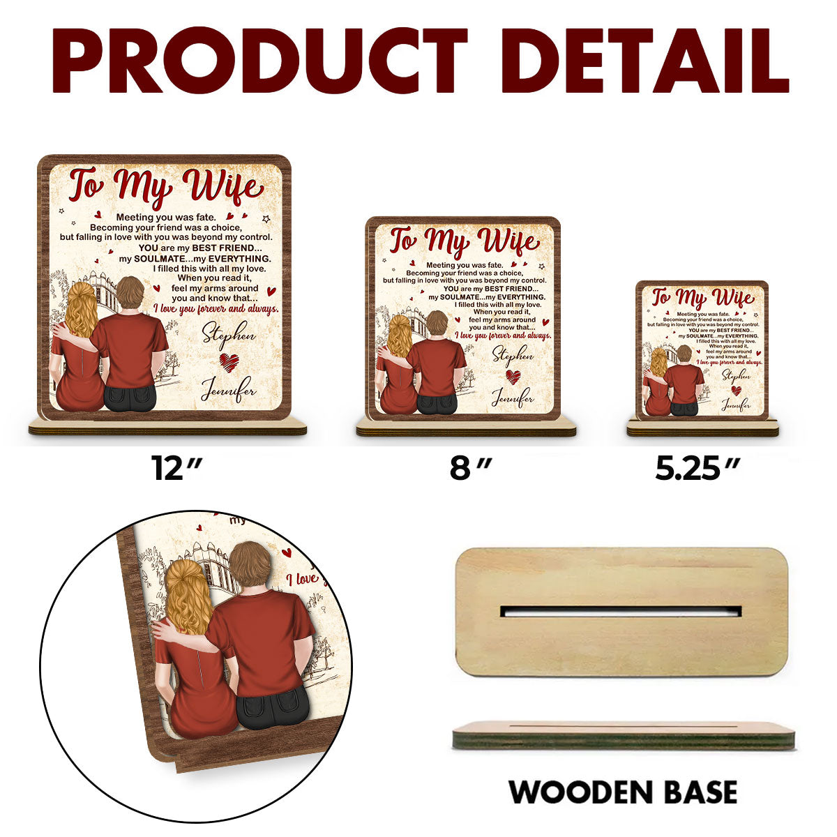 To My Gorgeous Wife - Personalized Custom 2-Layer Wood Plaque With Flat Base