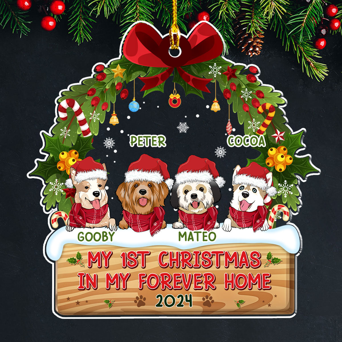 1st Christmas In Forever Home - Personalized Custom Acrylic Ornament