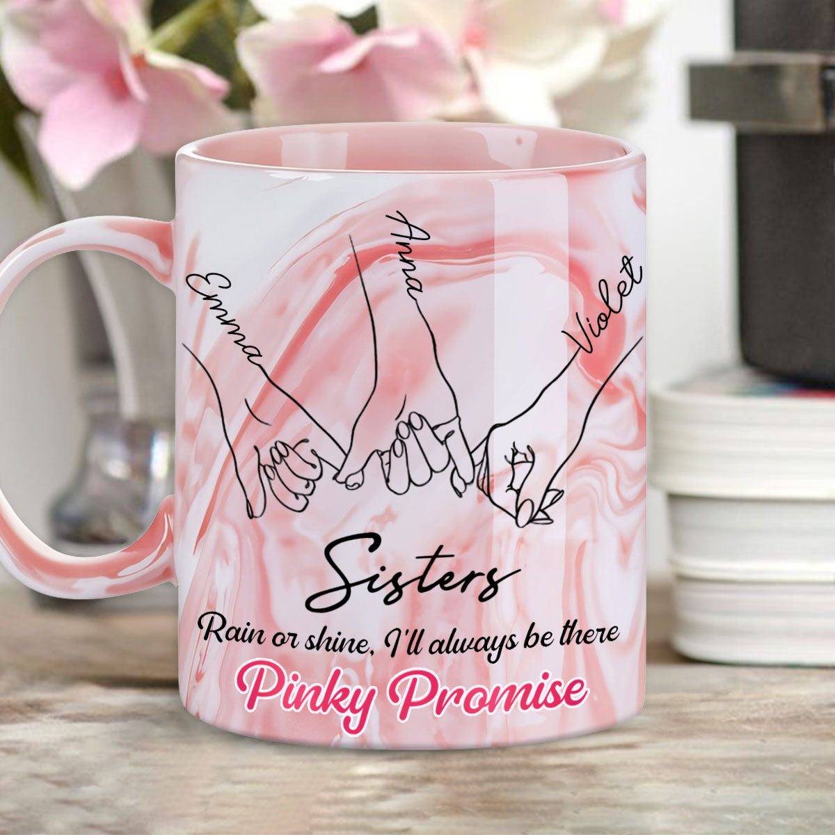 Pinky Promise - Personalized Custom Pink Marble Mug