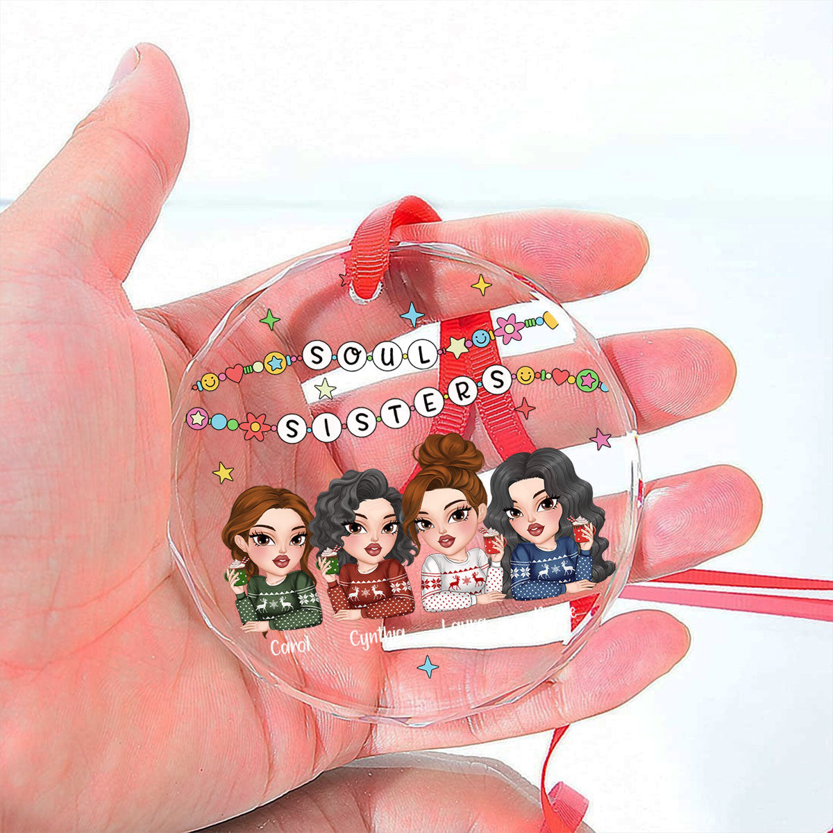 Friendship Bracelet - Personalized Custom Glass Ornament