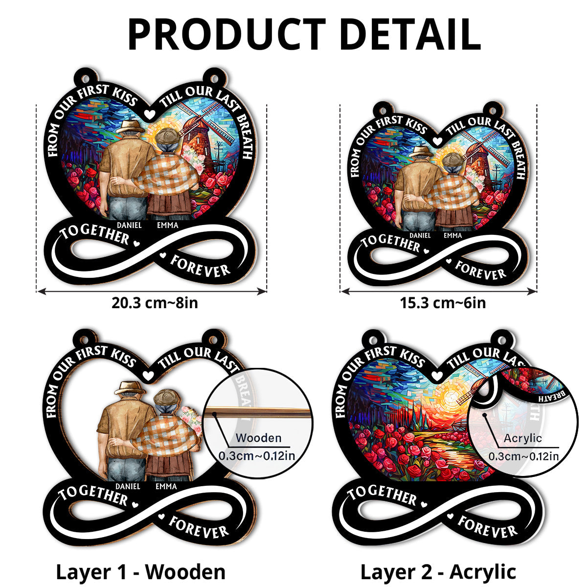 From Our First Kiss Till Our Last Breath Ver 2 - Personalized Custom Suncatcher