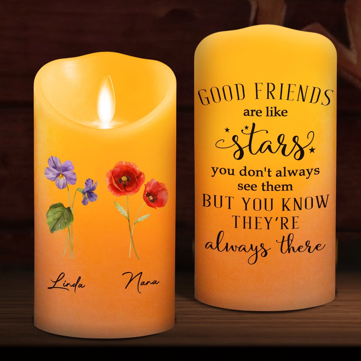 Friends Like Stars - Personalized Custom LED Candle