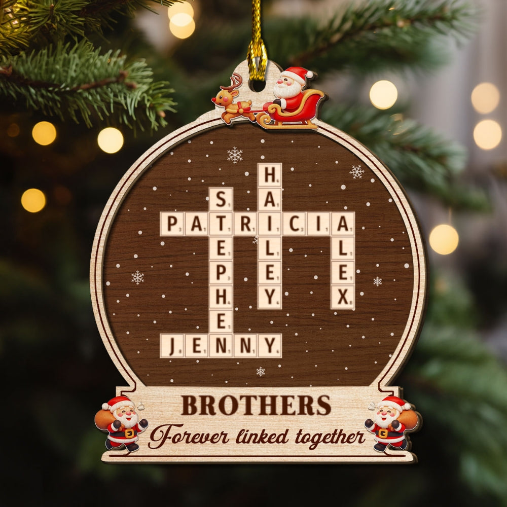 Forever Linked By Our Hearts - Personalized Custom Freeshape 2-Layered Wood Ornament