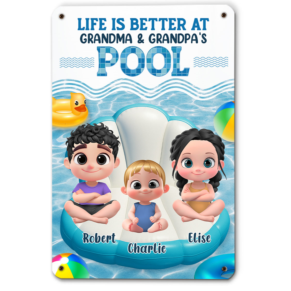 Better At Grandma Pool - Personalized Custom Metal Sign
