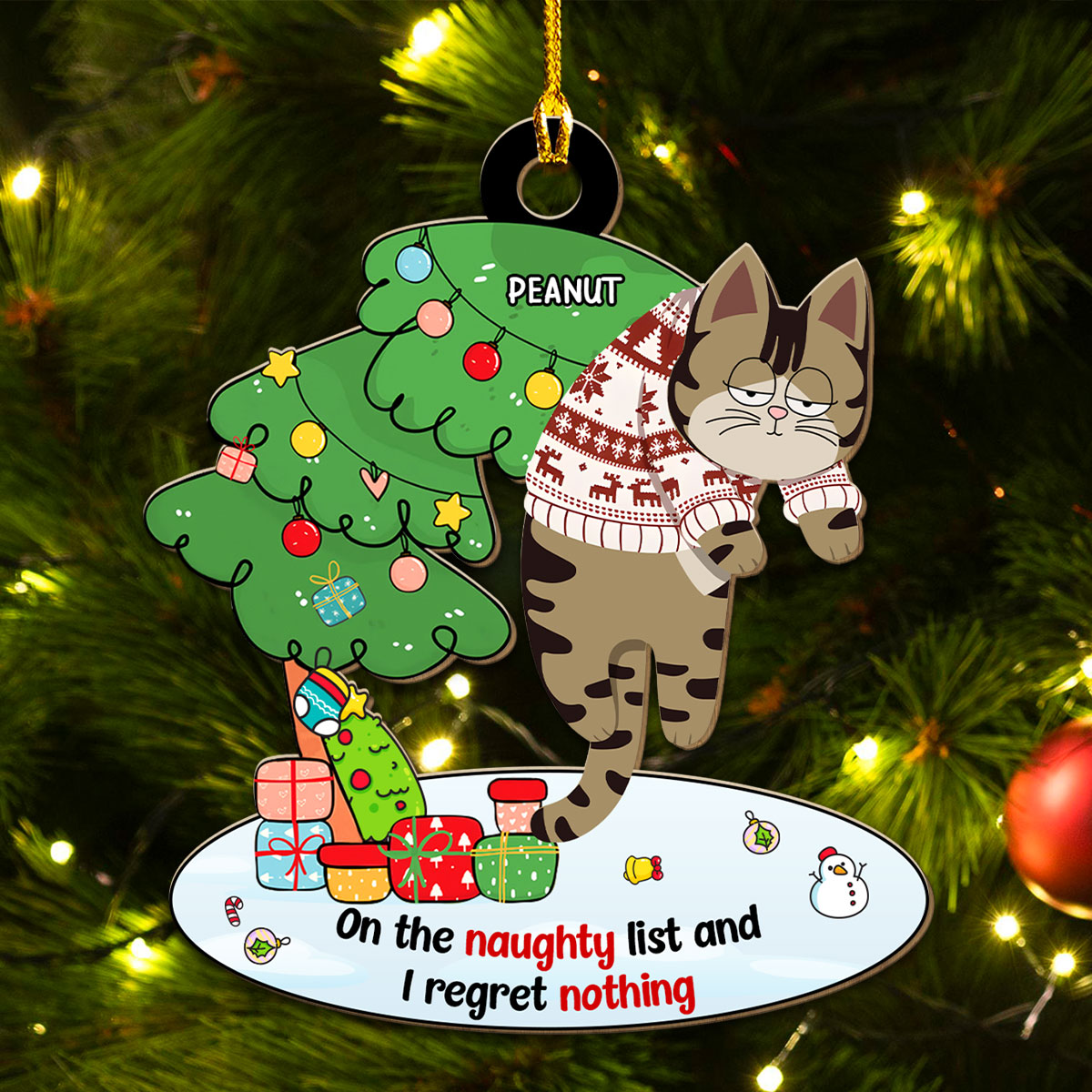 Regret Nothing - Personalized Custom Wood Ornament