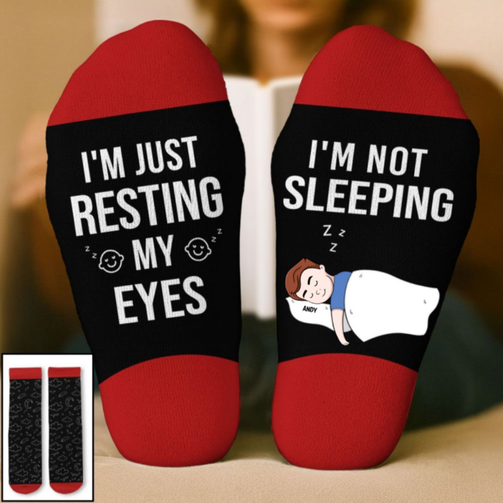 I Am Just Resting My Eyes - Personalized Custom Crew Socks