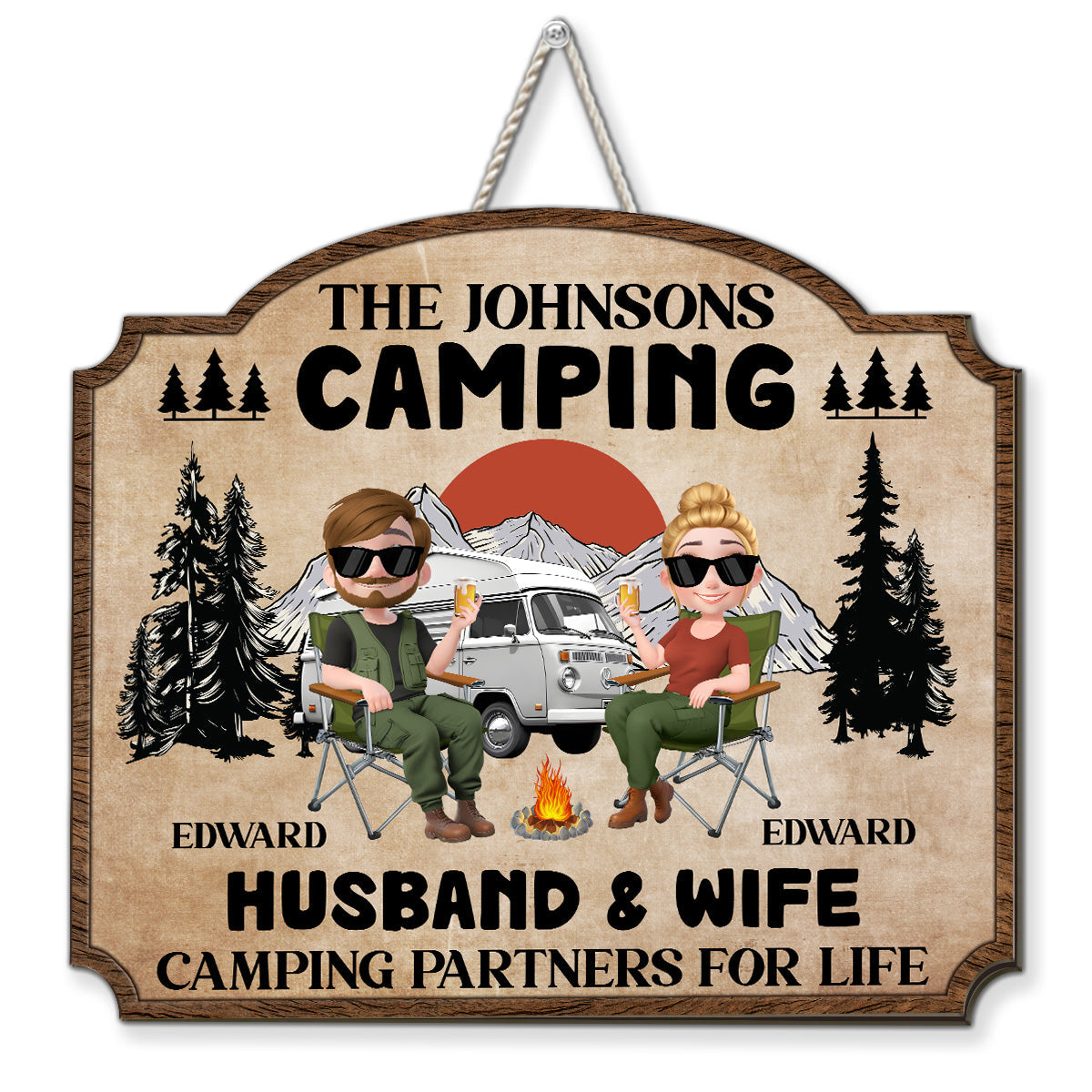 Camping Partners For Life - Personalized Custom Wood Sign