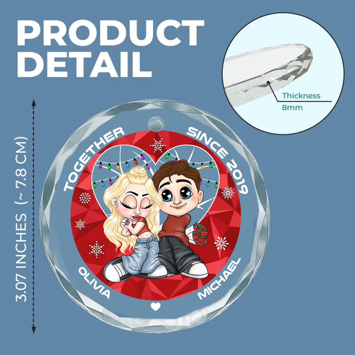 You & Me Together Since - Personalized Custom Glass Ornament
