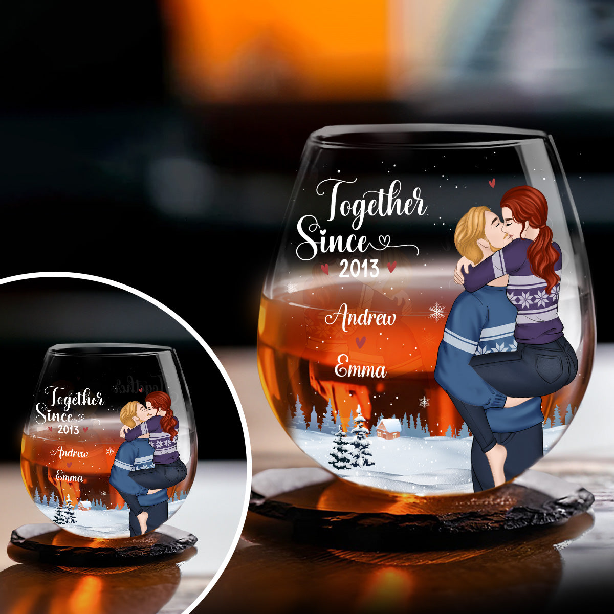 Our First Christmas 2024 - Personalized Custom Wine Glass