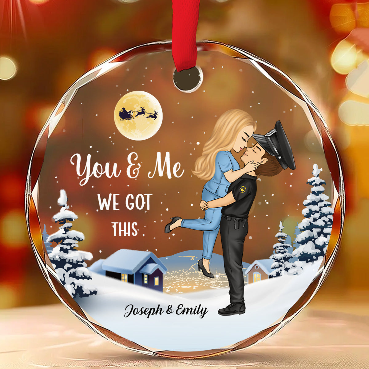 Saving Lives Together - Personalized Custom Glass Ornament