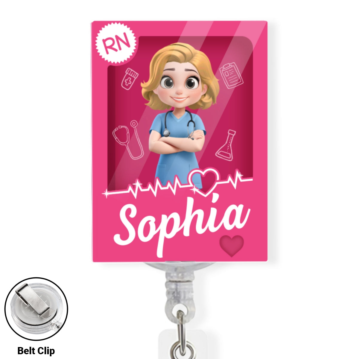 I Am Proud Nurse - Personalized Custom Acrylic Badge Reel