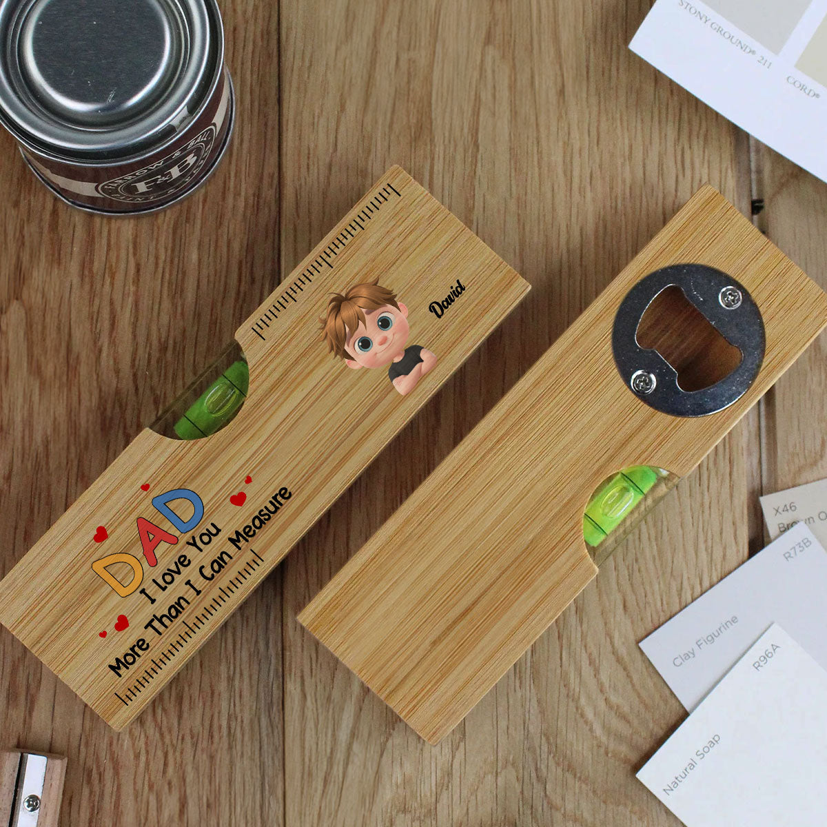 We Love You More Than We Can Measure - Personalized Custom Wooden Spirit Level Bottle Opener