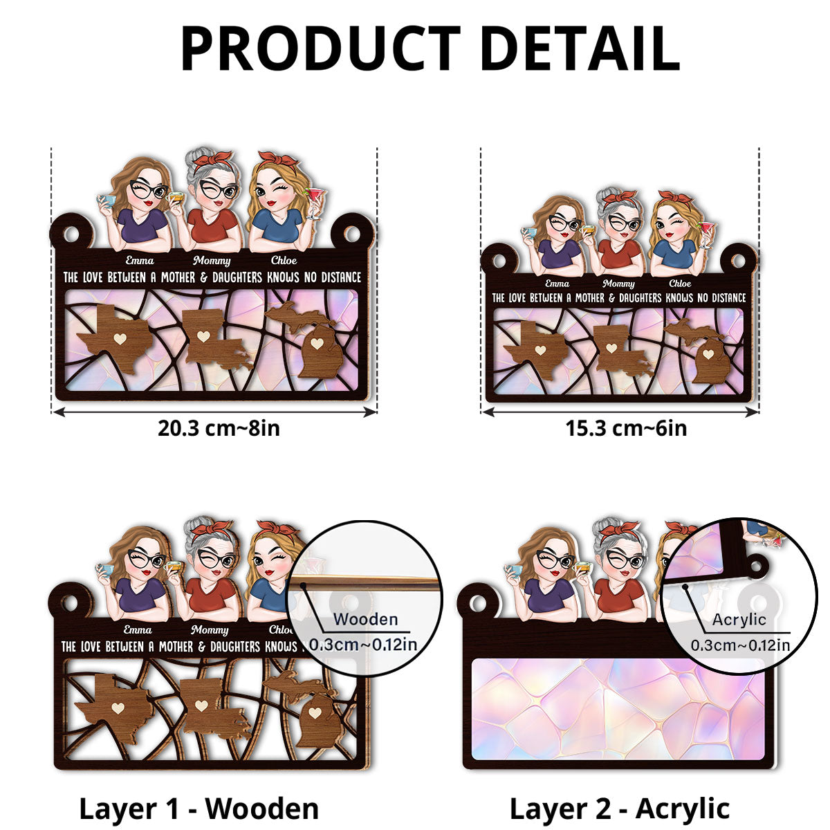 Love Knows No Distance - Personalized Custom Suncatcher