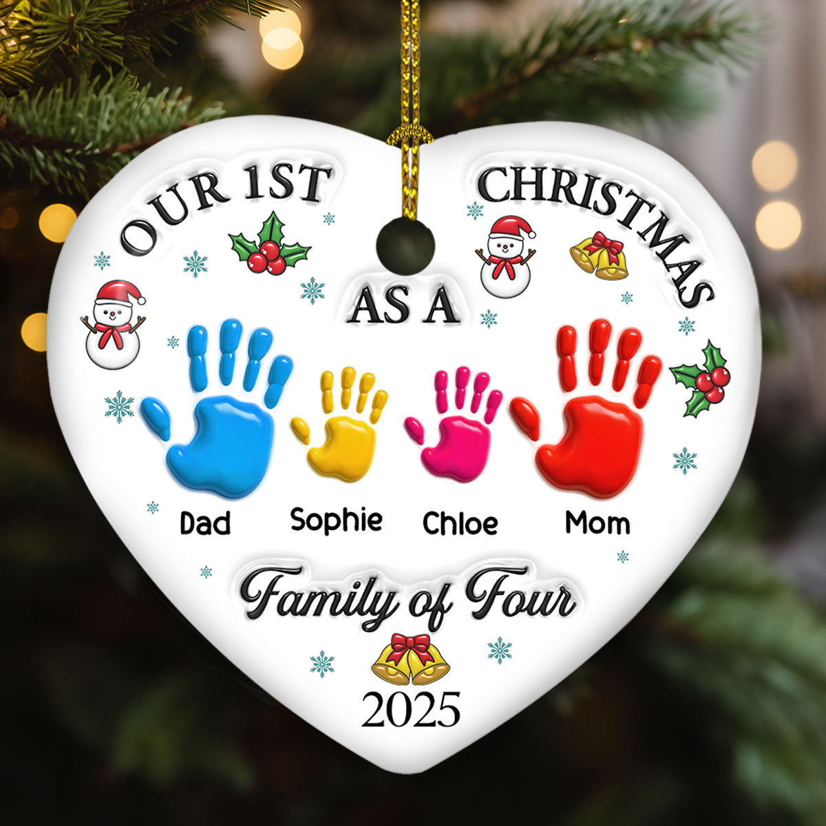 Our First Christmas 2 - Personalized Custom 3D Inflated Effect Ceramic Ornament
