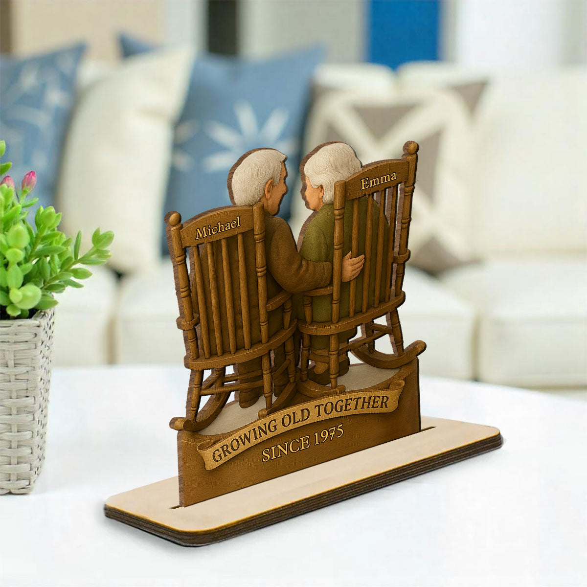 Love That Grows With Time - Personalized Custom 2-Layer Wood Plaque With Flat Base