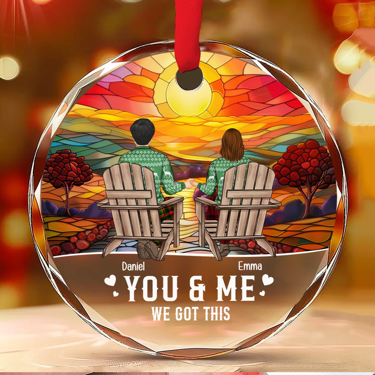 You And Me - Personalized Custom Glass Ornament
