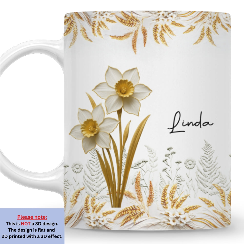 Wheat And White Flowers - Personalized Custom Coffee Mug
