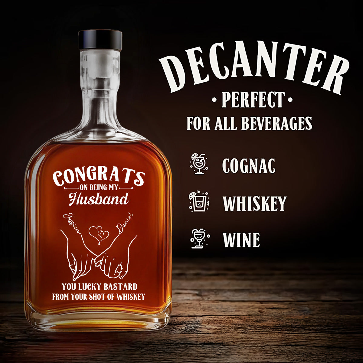 Congrats On Being My Husband - Personalized Custom Spirits Decanter