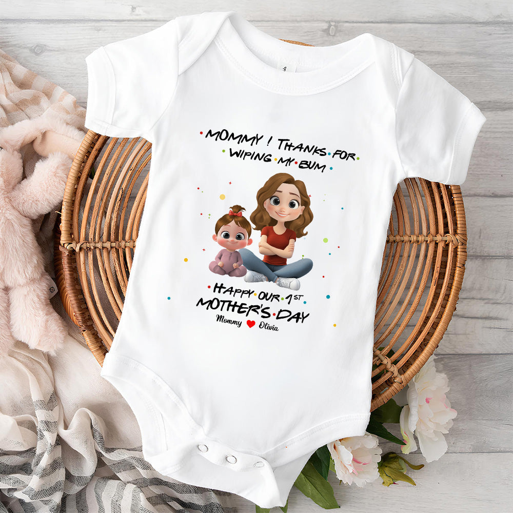 Thank Mommy For Wiping My Bum - Personalized Custom Baby Onesie