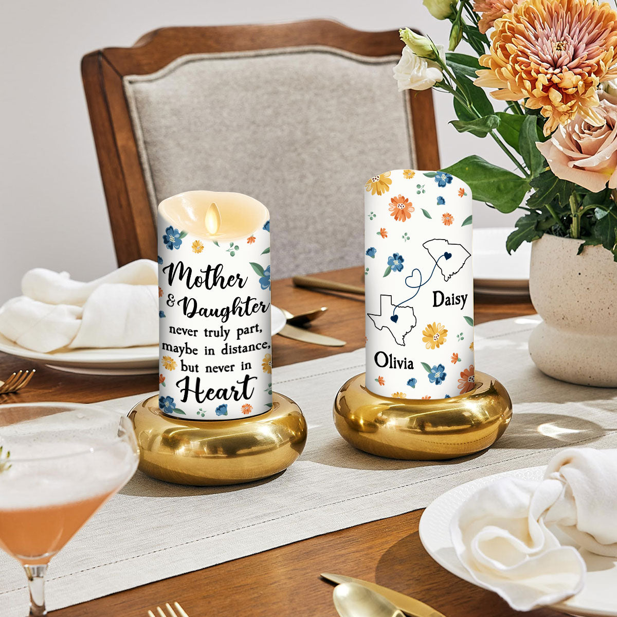 Mother And Daughter -  Personalized Custom LED Candle