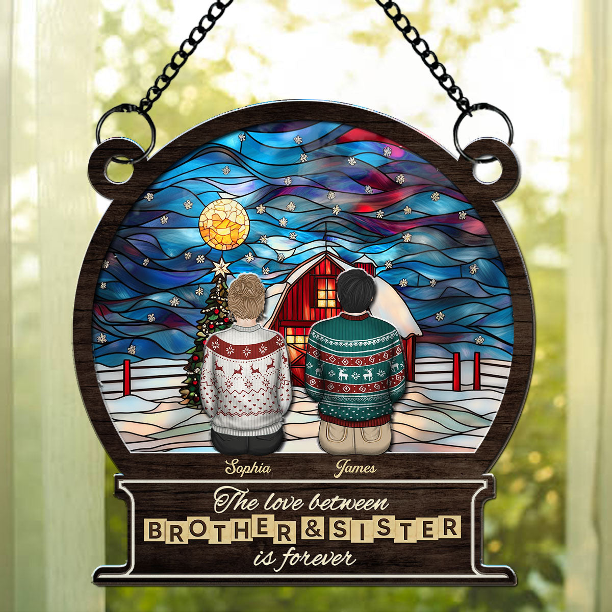 Brother And Sister Forever - Personalized Custom Suncatcher