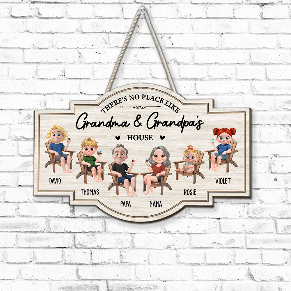 No Place Like Grandma House - Personalized Custom Wood Sign