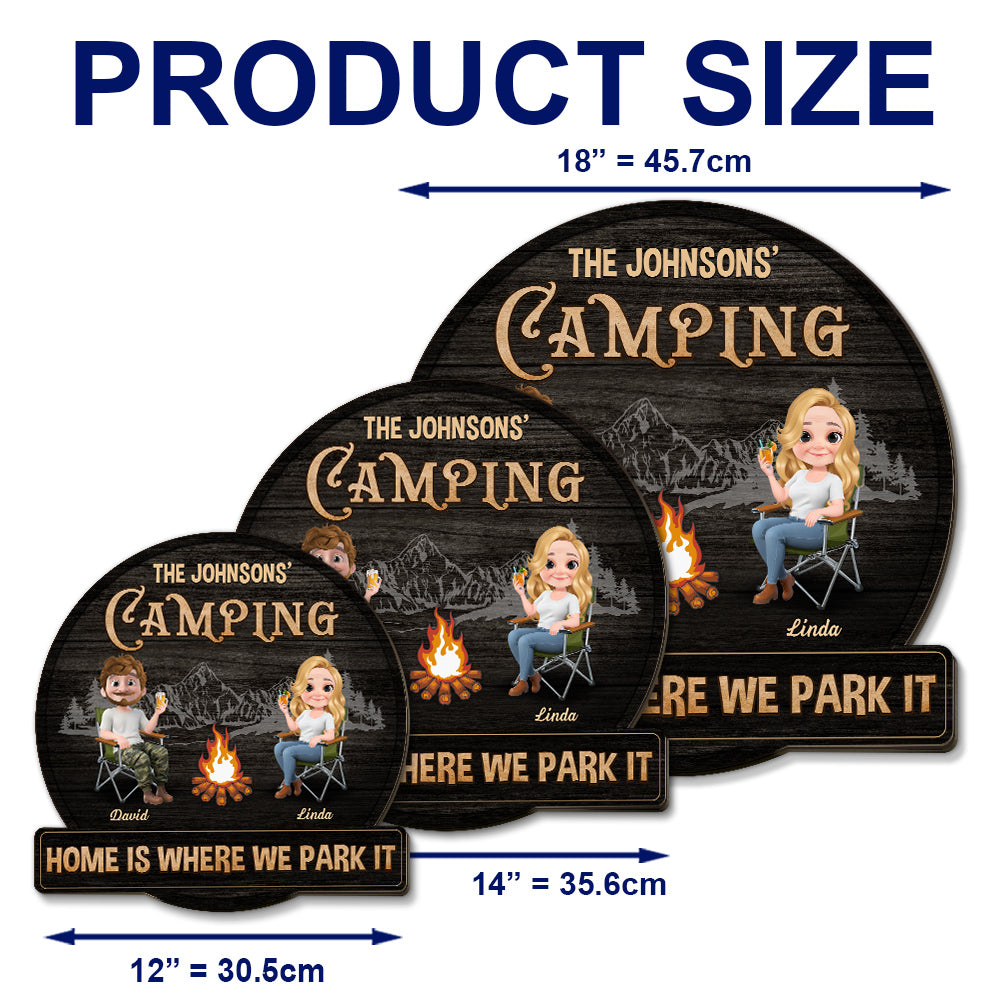 Husband And Wife Go Camping - Personalized Custom Wood Sign