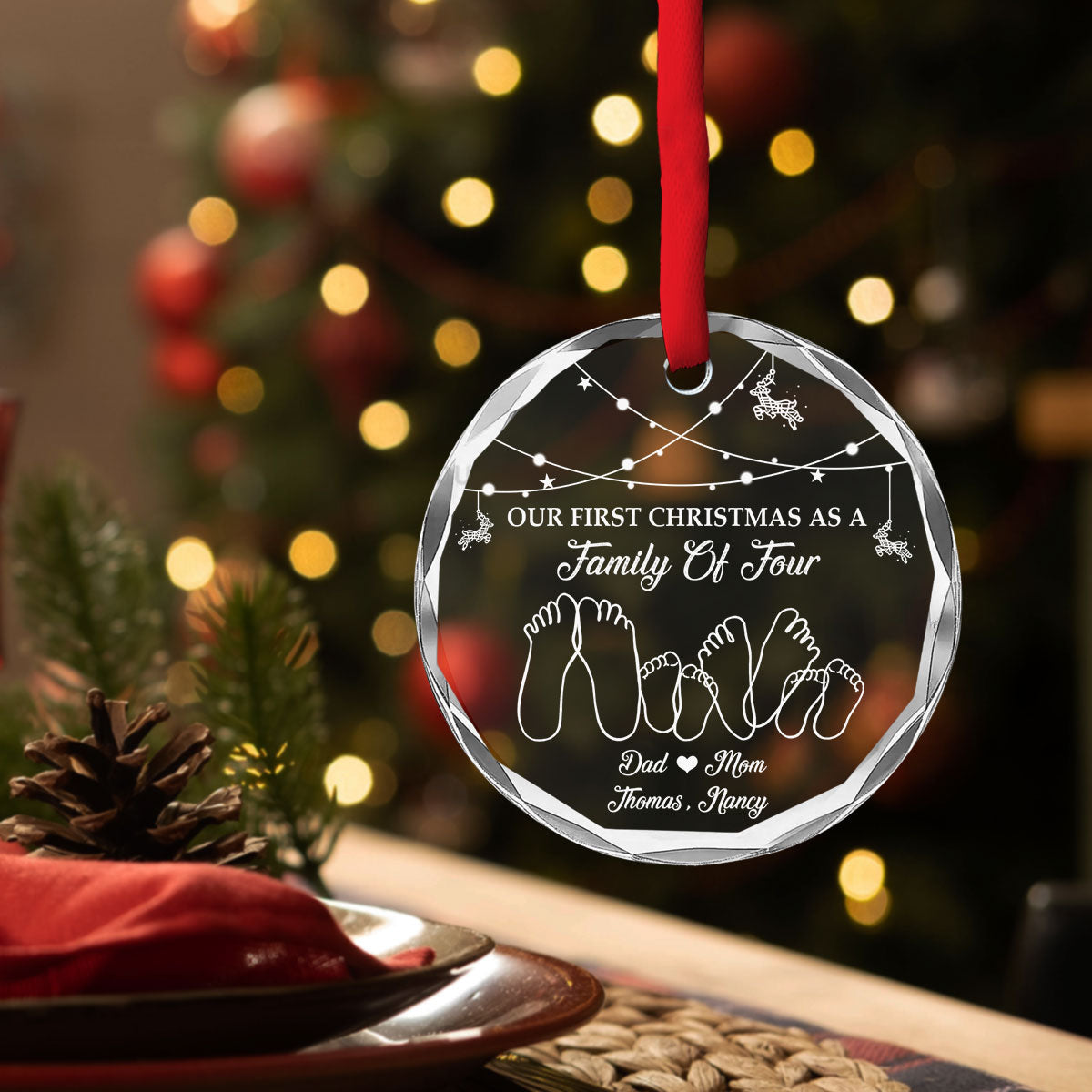 As A Family Of Three - Personalized Custom Glass Ornament