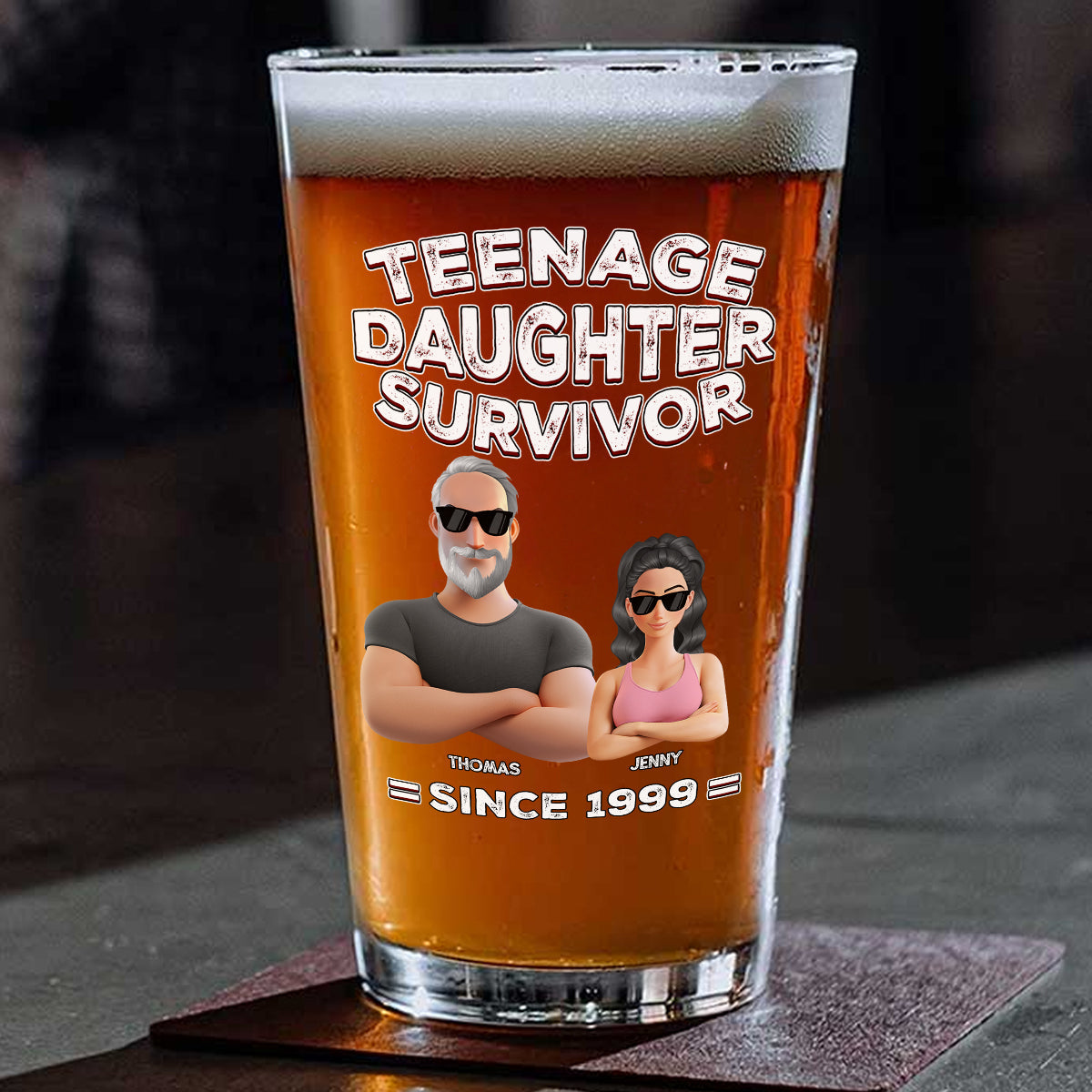 Teenage Daughter Survivor - Personalized Custom Beer Glass