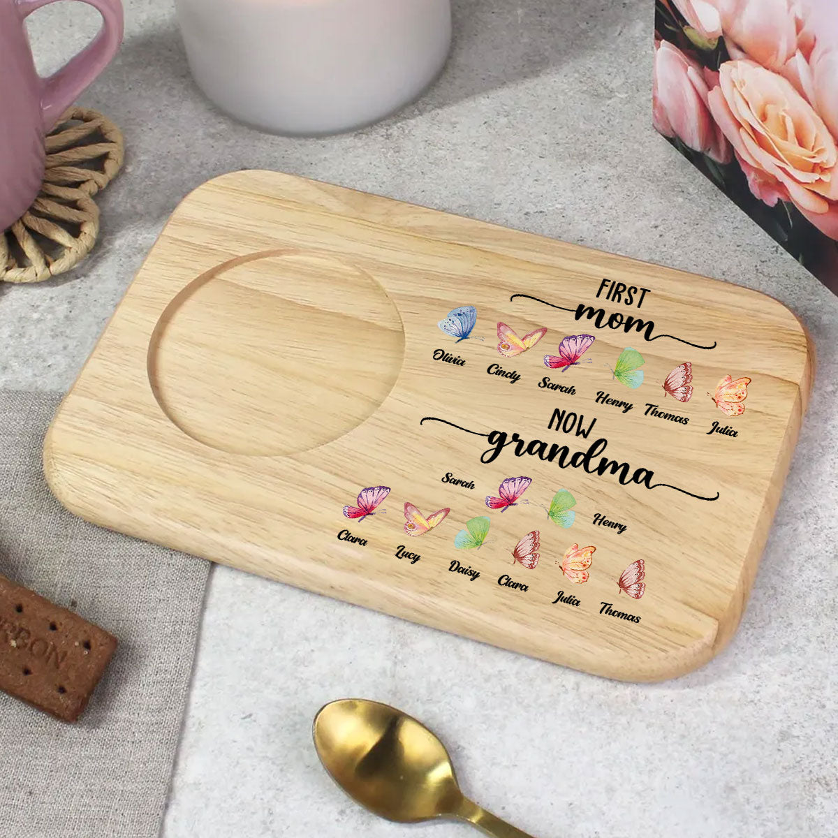 First Mom Now Grandma - Personalized Custom Wooden Treat Board