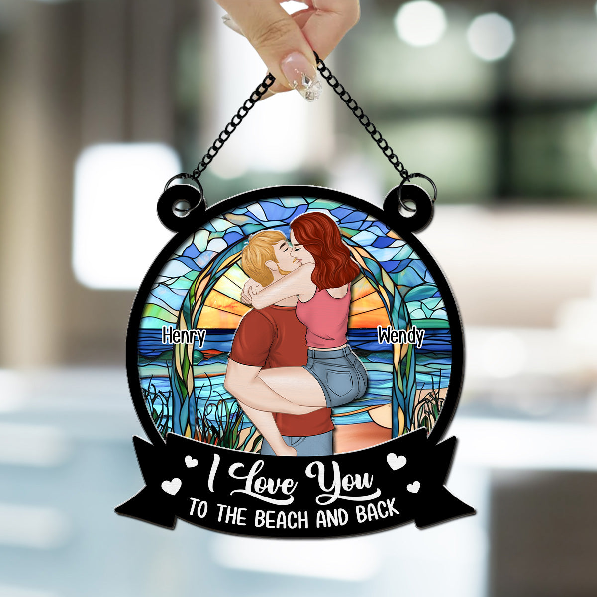 I Love You To The Beach And Back - Personalized Custom Suncatcher