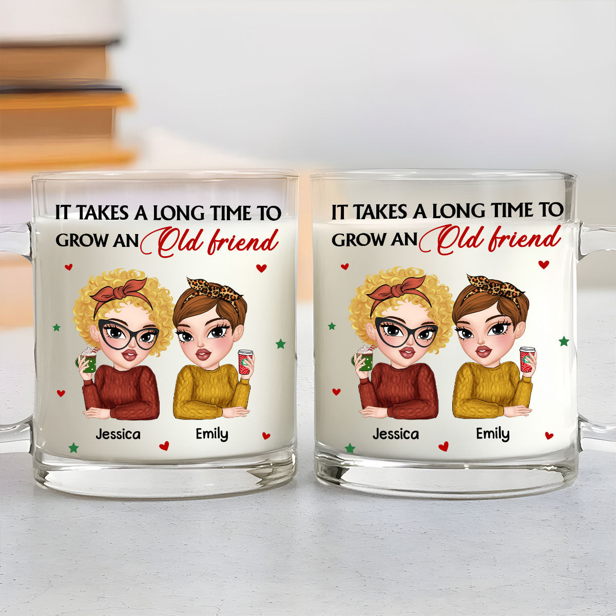 It Takes A Long Time To Grow Old Friends - Personalized Custom Glass Mug