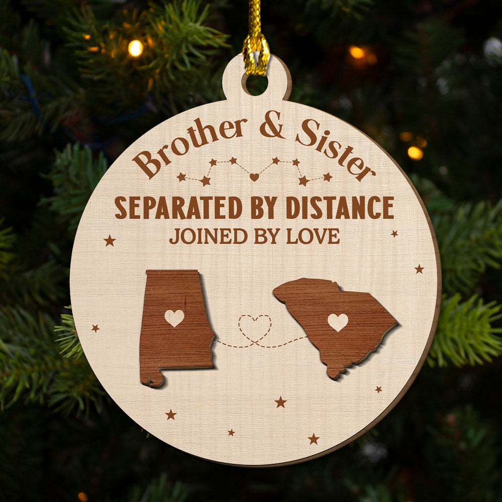 Hearts Connected Across The Miles - Personalized Custom Freeshape 2-Layered Wood Ornament