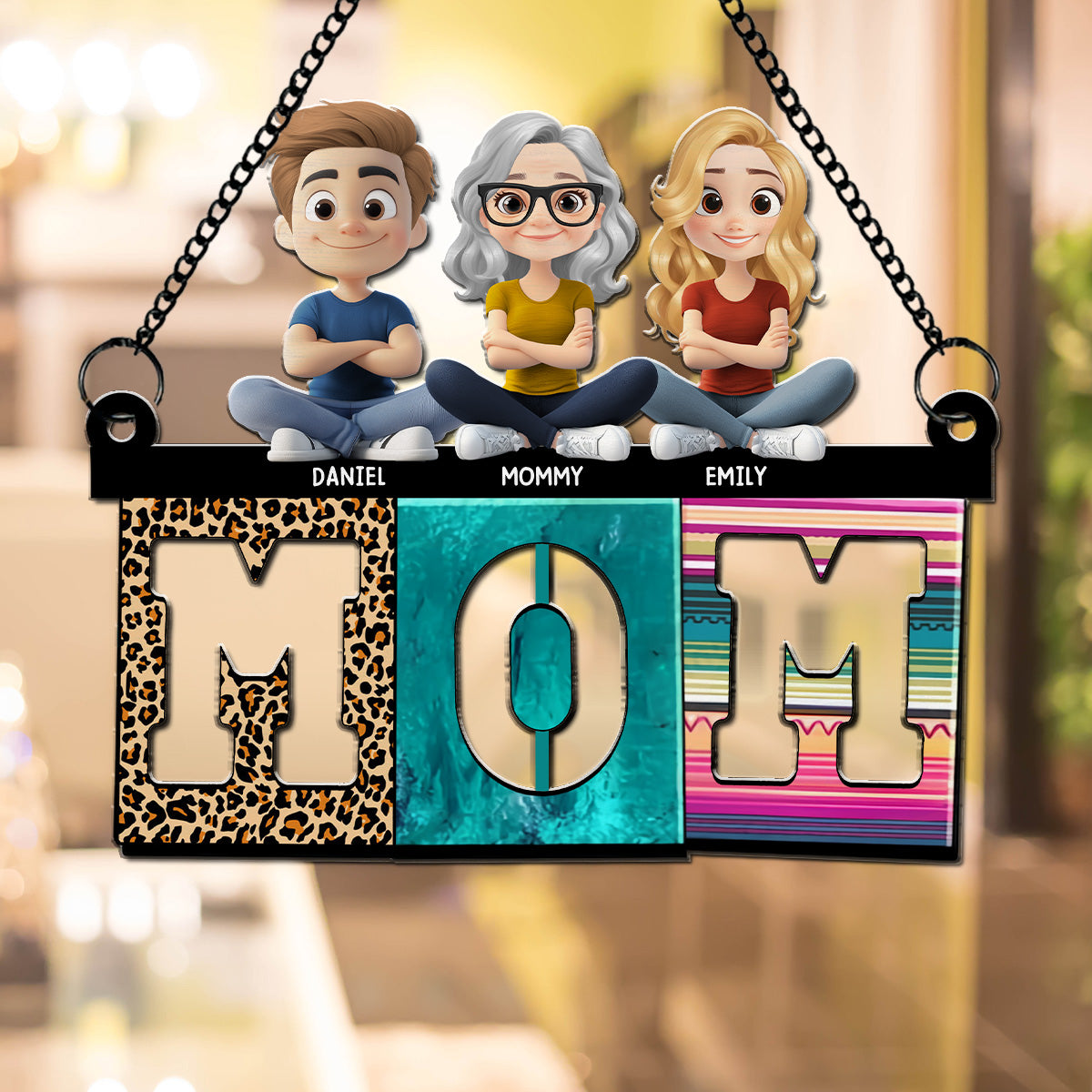 Mom With Cute Children - Personalized Custom Suncatcher