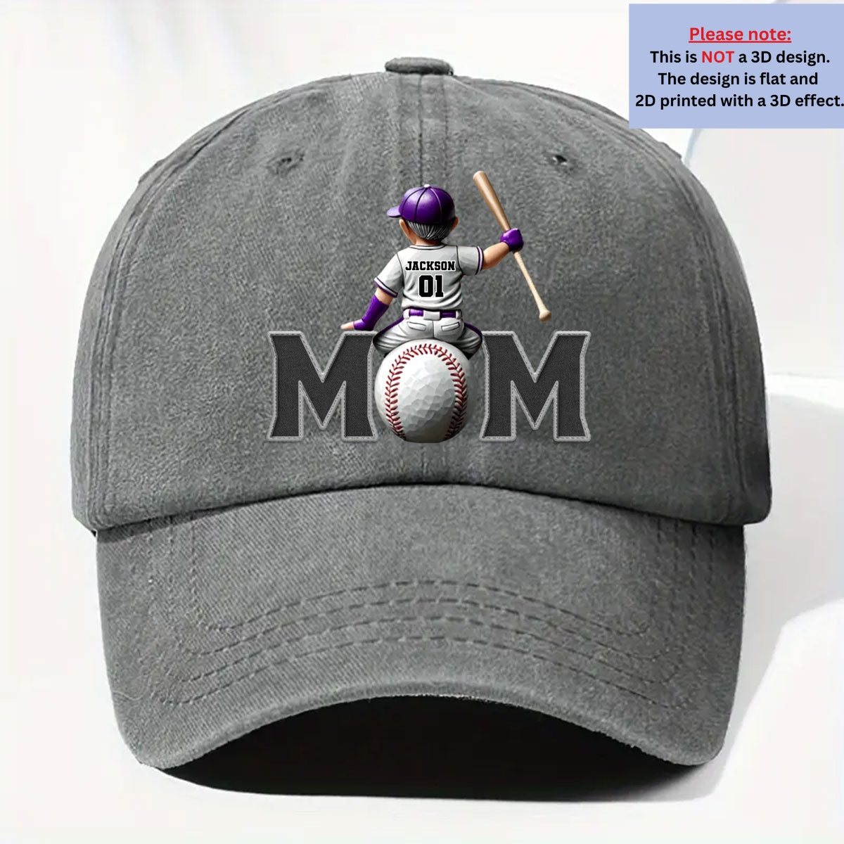 Proud Baseball Mom - Personalized Custom Vintage Washed Denim Cap