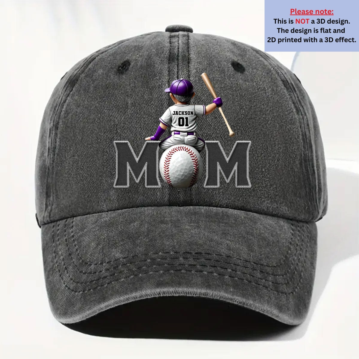 Proud Baseball Mom - Personalized Custom Vintage Washed Denim Cap