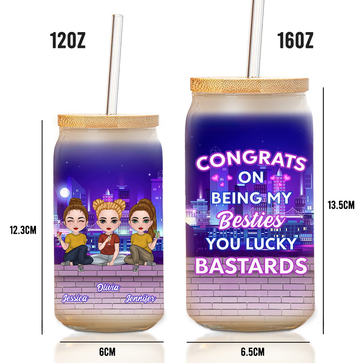 Congrats On Being My Bestie - Personalized Custom Glass Can
